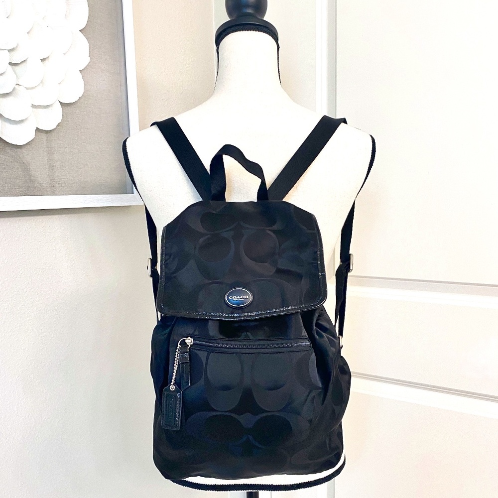 COACH Black Large Signature Backpack
